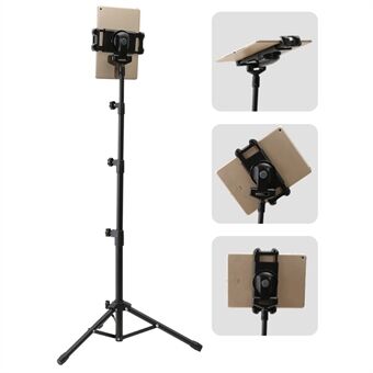 YX-LP018 Universal Mobile Phone Tablet Holder Floor Stand Metal 360° Rotating Retractable Tripod Bracket