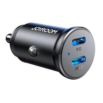 JOYROOM CCN06 Mini 30W Dual Type-C Ports Aluminum Alloy Car Charger Phone PD Fast Charging Adapter