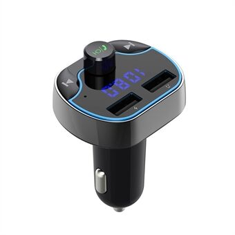 T24 Car FM Tranmitter Voice Navigation Bluetooth MP3 Player Vehicle Fast Charger for iPhone Samsung Huawei etc.