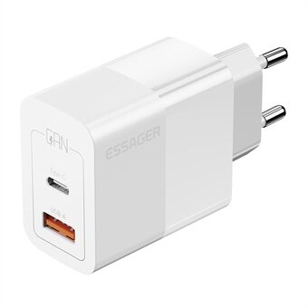 ESSAGER 33W USB-A + Type-C Fast Charging Adapter GaN Dual Port Wall Charger