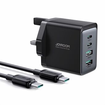 JOYROOM TCG02 67W GaN Ultra Fast Charger Kit with 100W 1.2m Type-C Cable, 2USB+2Type-C Wall Charger Adapter (UK Plug)