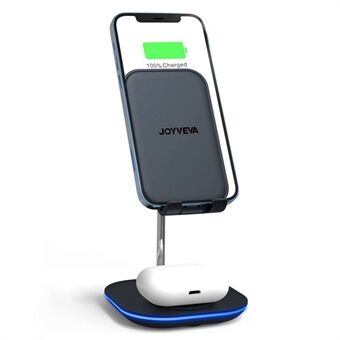 JOYVEVA F8 Desktop Wireless Charger Stand for iPhone 12/13 Pro Max AirPods 3 Samsung Galaxy Buds