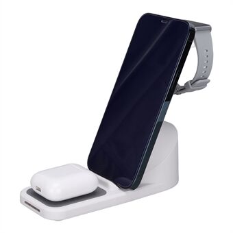 T8 Pro 3 in 1 Desktop Wireless Charger for iPhone / iWatch / AirPods 15W Max Rotatable Charging Dock Stand