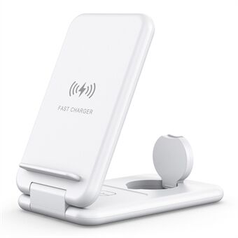 B-13 3-in-1 15W Wireless Charger Cell Phone Stand Holder Foldable Charging Pad for Apple Watch / AirPods