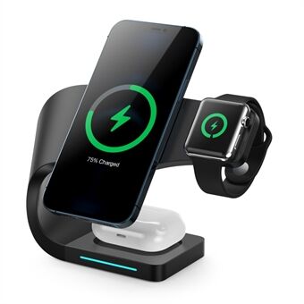 CF62 Intelligent 4 in 1 Magnetic Wireless Charger for iPhone / iWatch / AirPods 15W Fast Charging Station