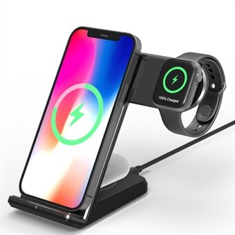 F11 Pro 3 in 1 Wireless Charger 15W Fast Charging Station for iPhone / Samsung / Apple Watch / TWS Earphones