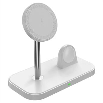 ZHX-WA21 2-in-1 Magnetic Wireless Charger Desktop Charging Stand for iPhone 12 / 13 / 14 Series, iWatch Anti-Slip 60-Degrees Adjustable Charging Station