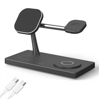 T218 Magnetic Wireless Charging Station with Night Light + USB Output for Mobile Phone  /  Earphones  /  Smart Watch