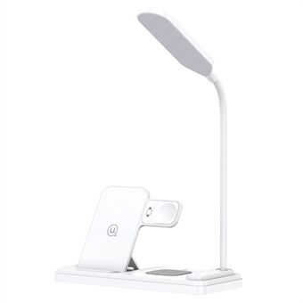 USAMS US-CD195 15W 4-in-1 Wireless Charging Holder Phone Earphone Watch Charger with Table Lamp