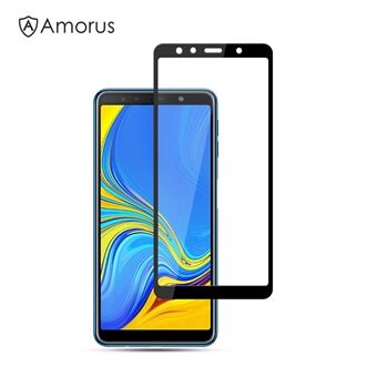 AMORUS Full Glue Tempered Glass Full Screen Shield Anti-scratches for Samsung Galaxy A7 (2018) - Black