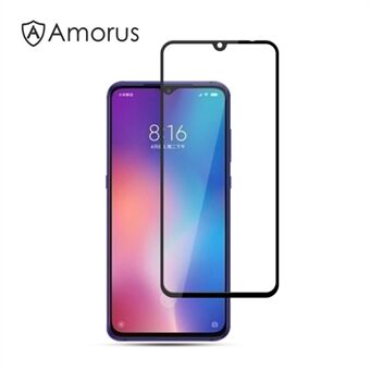 AMORUS Full Glue Silk Printing Tempered Glass Full Screen Protector for Xiaomi Mi 9/Mi CC9/Mi 9 Lite