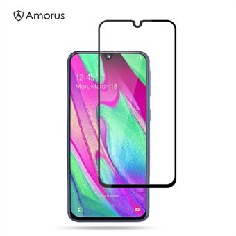 AMORUS Full Glue Silk Printing Tempered Glass Full Screen Protector for Samsung Galaxy A40