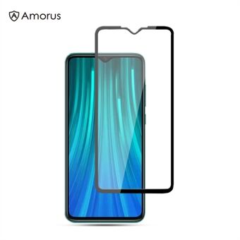 AMORUS Full Coverage Silk Printing Tempered Glass Screen Film for Xiaomi Redmi Note 8