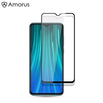 AMORUS Full Coverage Silk Printing Tempered Glass Screen Film for Xiaomi Redmi Note 8T