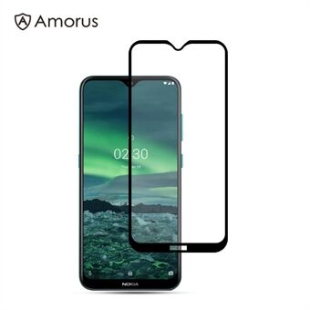 AMORUS Silk Printing Anti-explosion Full Glue Tempered Glass Full Screen Film for Nokia 2.3