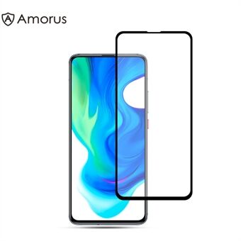 AMORUS [Full Glue] Silk Printing Tempered Glass Full Screen Protector Anti-explosion for Samsung Galaxy A71 SM-A715/Xiaomi Poco F2 Pro/Mi Note 10 Lite - Black