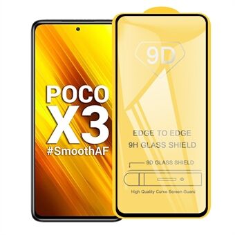 9D Curved Full Screen Tempered Glass Screen Guard Film (Side Glue) for Xiaomi Poco X3 / Poco X3 NFC