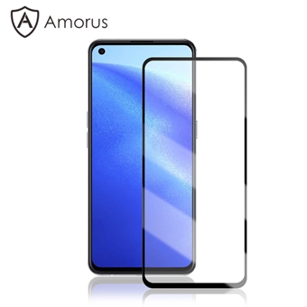 AMORUS Silk Print HD Tempered Glass Full Glue Full Coverage Screen Protector for Oppo Reno5 5G - Black