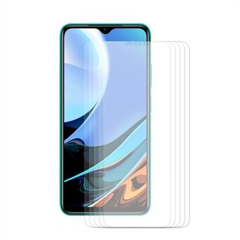 5Pcs/Set HAT PRINCE 0.26mm 9H 2.5D Arc Edge Tempered Glass Screen Protector for Xiaomi Redmi 9T