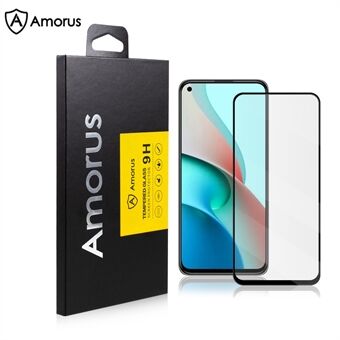 AMORUS Silk Printing HD Full Glue Full Coverage Tempered Glass Screen Protector for Xiaomi Mi 11 Lite 4G / 5G - Black