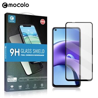 MOCOLO Silk Printing Anti-burst Tempered Glass Full Size Screen Full Glue Film for Xiaomi Redmi Note 9 5G/Note 9T 5G - Black