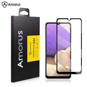 AMORUS Full Glue High Transparency Silk Printing Tempered Glass Full Screen Covering Protector Film for Samsung Galaxy A32 4G (EU Version) - Black