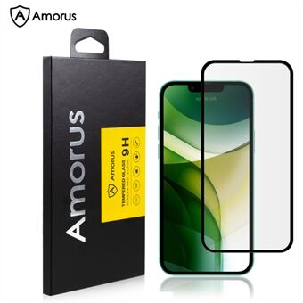 AMORUS 3D Curved Full Screen Coverage Protector Full Glue Tempered Glass Film for iPhone 13 6.1 inch/13 Pro 6.1 inch - Black