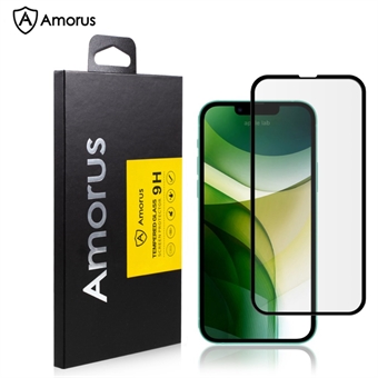 AMORUS Silk Printing Full Glue High Definition Tempered Glass Film Full Screen Covering Protector for iPhone 13 mini 5.4 inch - Black