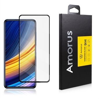 AMORUS Complete Covering Full Glue Anti-Explosion Silk Printing Tempered Glass Film Full Screen Protector for Xiaomi Poco X3 GT/Note 10 Pro 5G (China) - Black