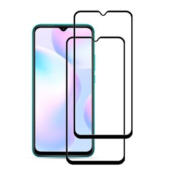 AMORUS 2Pcs Full Glue Full Coverage Ultra Clear Silk Printing Tempered Glass Screen Protector Film for Xiaomi Redmi 9A/9C