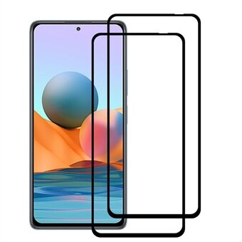 AMORUS 2Pcs HD Full Glue Silk Printing Complete Covering Tempered Glass Screen Protector for Xiaomi Redmi Note 10 4G/Note 10S