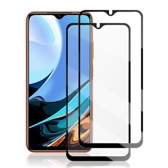 AMORUS 2Pcs Full Glue Silk Printing Shatterproof Tempered Glass Full Screen Protector Film for Xiaomi Redmi 9T/9 Power/Note 9 4G (Qualcomm Snapdragon 662)