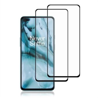 AMORUS 2Pcs Silk Printing Full Size Full Glue Secondary Hardening Clear Tempered Glass Screen Protector for OnePlus Nord