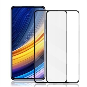 AMORUS 2Pcs Silk Printing Full Coverage Full Glue Secondary Hardening Ultra HD Tempered Glass Film for Xiaomi Poco X3 Pro / Poco X3