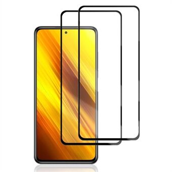 AMORUS 2Pcs HD Clarity Full Screen Coverage Full Glue Secondary Hardening Silk Printing Tempered Glass Film for Xiaomi Poco X3 NFC