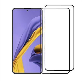 AMORUS 2Pcs Full Glue Abrasion-Resistant Silk Printing Full Screen Covering Tempered Glass Protector Film for Samsung Galaxy A51 4G SM-A515