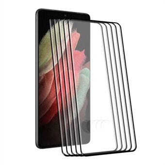 ENKAY 5Pcs/Set 0.26mm Full Coverage Full Glue 9H Hardness HD Clear 3D Curved Edge Hot Bending Tempered Glass Screen Protector for Samsung Galaxy S21 Ultra 5G (Support for Fingerprint Unlocking)