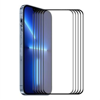 ENKAY 5Pcs/Set 6D Silk Printing Full Glue Tempered Glass Full Coverage Screen Protective Film Guard for iPhone 13 Pro Max 6.7 inch