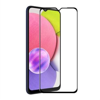 HAT-PRINCE High Definition  Full Coverage Full Glue  Anti-Scratch 6D Silk Printing Tempered Glass Screen Protector for Samsung Galaxy A03s (166.5 x 75.98 x 9.14mm)