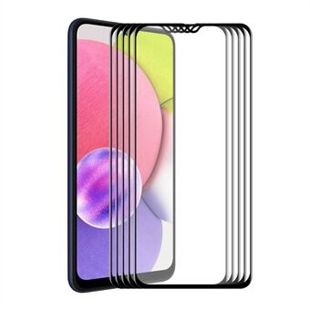 ENKAY 5Pcs/Set 6D Complete Covering Screen Protector Full Glue Silk Printing Tempered Glass Film for Samsung Galaxy A03s (164.2 x 75.9 x 9.1mm)