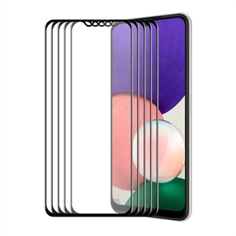 ENKAY 5Pcs/Set Complete Covering Silk Printing Full Glue 6D Tempered Glass Screen Protector for Samsung Galaxy A22 5G (EU Version)