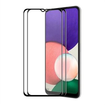 HAT-PRINCE 2Pcs/Set High Definition Full Glue Scratch-Resistant 6D Silk Printing Full Screen Covering Tempered Glass Screen Film for Samsung Galaxy A22 5G (EU Version)