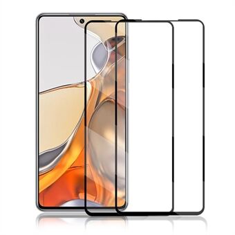 AMORUS 2Pcs HD Clarity Double Defense Series Full Size Full Glue Silk Printing Tempered Glass Screen Protector for Xiaomi 11T / 11T Pro