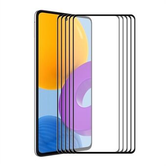 ENKAY 5Pcs/Set 6D Silk Printing Full Size Tempered Glass Film Full Glue HD Clear Screen Protector for Samsung Galaxy M52 5G