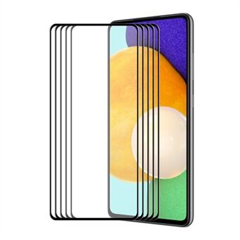 ENKAY 5Pcs/Set 6D Complete Covering Full Glue Silk Printing Tempered Glass Full Screen Protective Film for Samsung Galaxy A52 4G/5G/A52s 5G