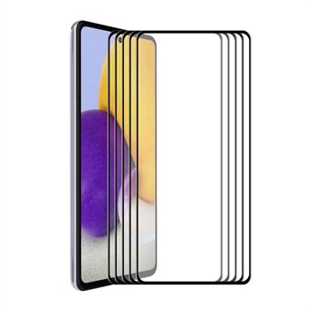 HAT-PRINCE 5Pcs/Set Scratch-Resistant 6D Silk Printing Full Coverage Full Glue Tempered Glass Screen Protector for Samsung Galaxy A72 5G / 4G