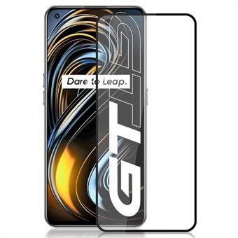 AMORUS Silk Printing Full Glue Full Size Double Defense Ultra Clear Tempered Glass Protector for Realme GT 5G - Black