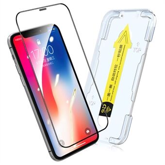 HAT PRINCE For iPhone 11 Pro Max / XS Max 6.5 inch Arc Edge Full Screen Coverage Full Glue Tempered Glass Film Screen Protector with Easy Installation Tool