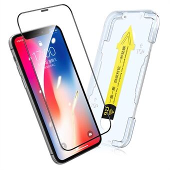 HAT PRINCE Anti-fingerprint Arc Edge Full Screen Coverage Full Glue Tempered Glass Film Screen Protector with Easy Installation Tool for iPhone 11 / iPhone XR 6.1 inch