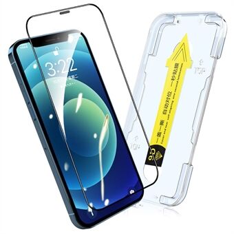 HAT PRINCE For iPhone 12 / iPhone 12 Pro 6.1 inch Full Glue Arc Edge Full Screen Coverage Tempered Glass Film Screen Protector with Easy Installation Tool